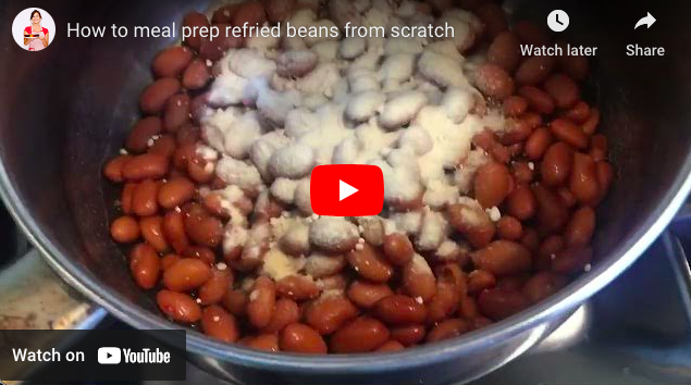 Photo example of refried beans from scratch YouTube video.