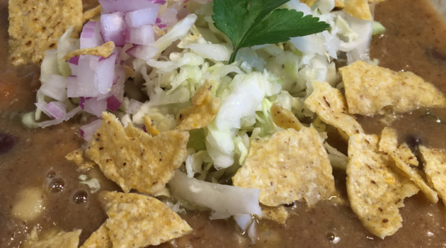 Photo example of vegan fat free black bean soup recipe.