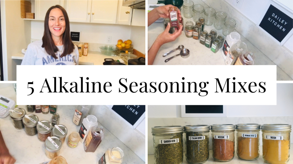 Photo of 5 alkaline seasoning mixes.