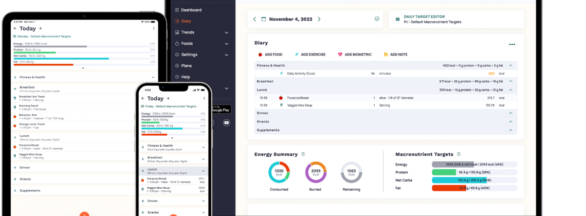 Photo example of cronometer nutrition tracker.