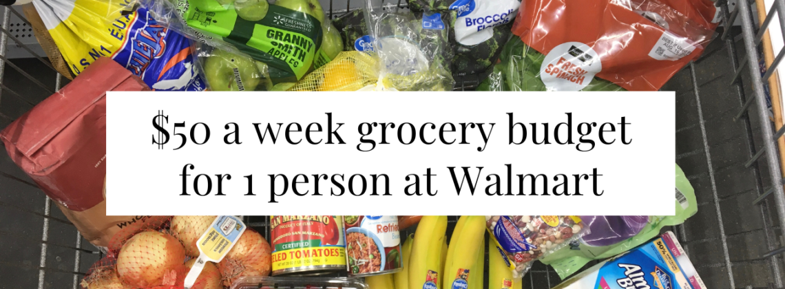 Photo example of 50 a week grocery budget for 1 at Walmart in 2024.