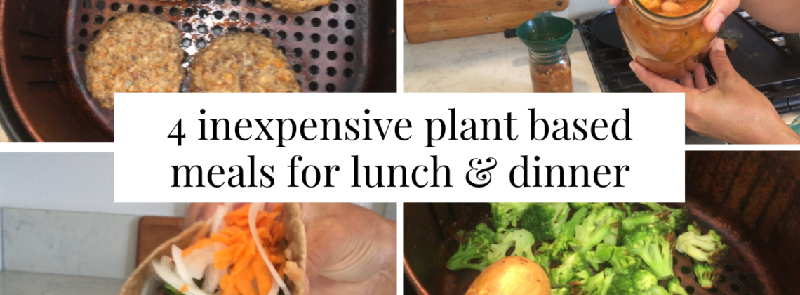 Photo example of 4 inexpensive plant based meals for lunch and dinner from Walmart.