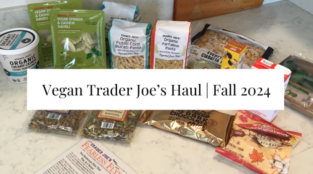 Photo example of 2024 Fall Trader Joe's Vegan Items grocery haul video.