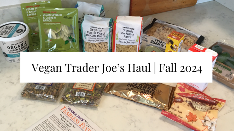 Photo example of 2024 Fall Trader Joe's Vegan Items grocery haul video.