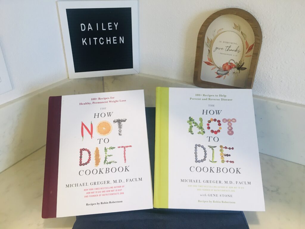 Photo example of How Not to Die and How Not to Diet Cook Books.