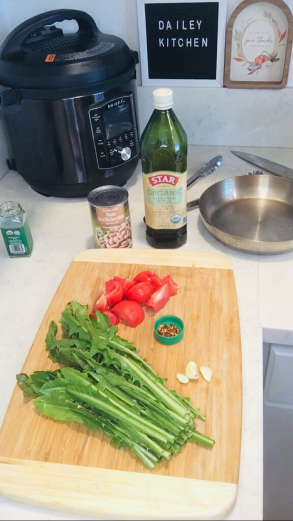 Photo example of How to saute dandelion greens.