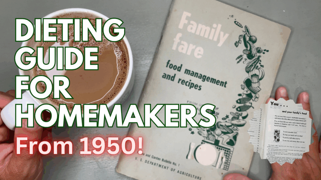 Photo example of videos sharing 1950s housewives diet meal planning food.