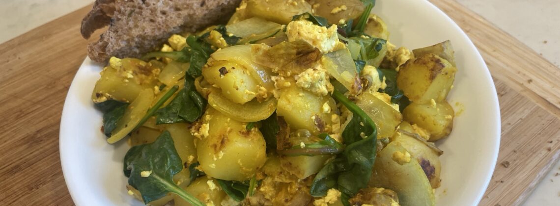 Photo example of High protein high fiber breakfast Tofu Scramble recipe.