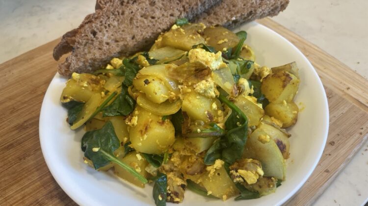 Photo example of High protein high fiber breakfast Tofu Scramble recipe.