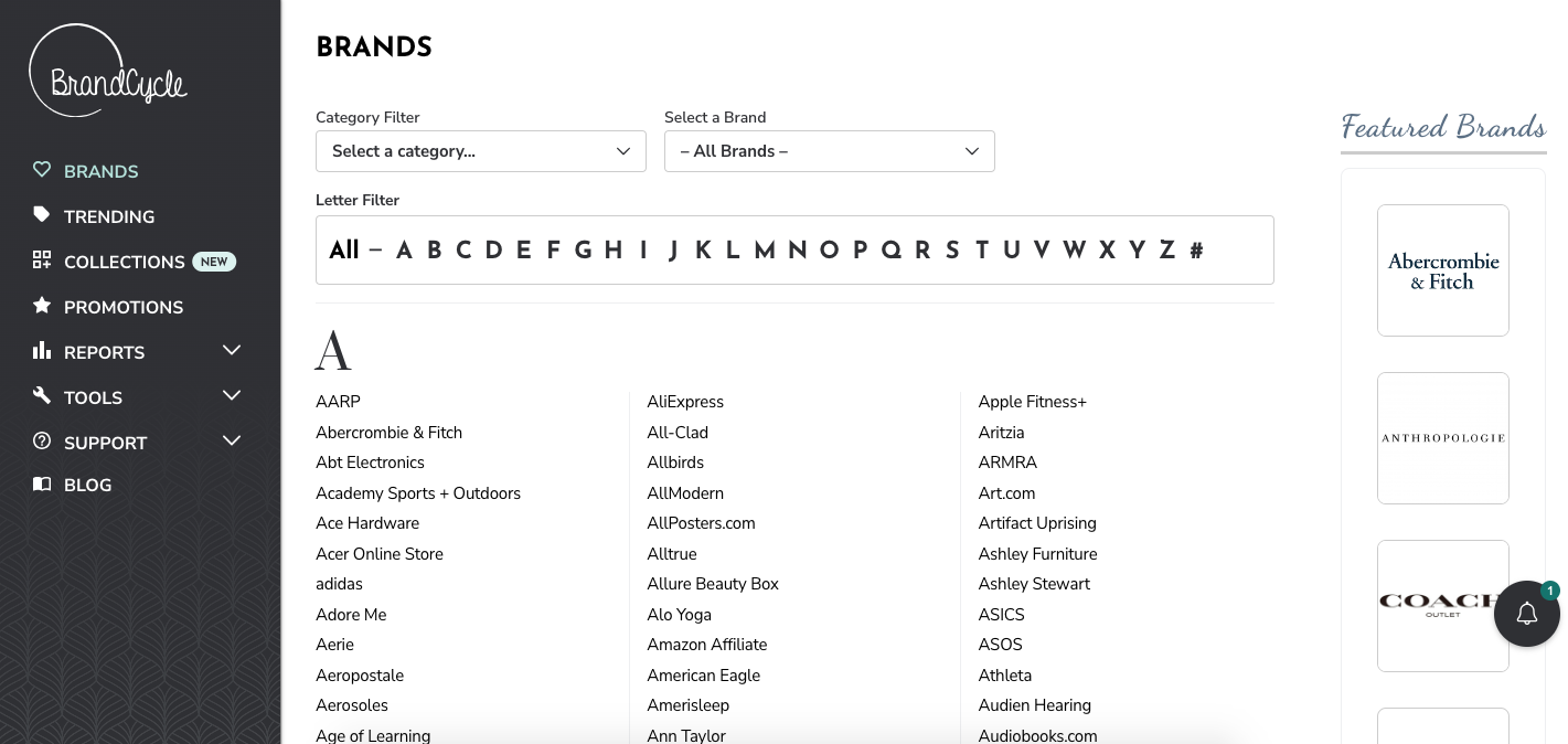 Photo example of BrandCycle review brands screenshot.