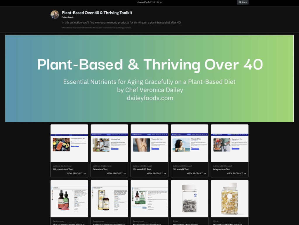 Photo example of my Plant Based Over 40 Supplements Micronutrient Testing shop link.