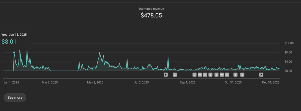 Photo Example of my YouTube earnings in the first year.