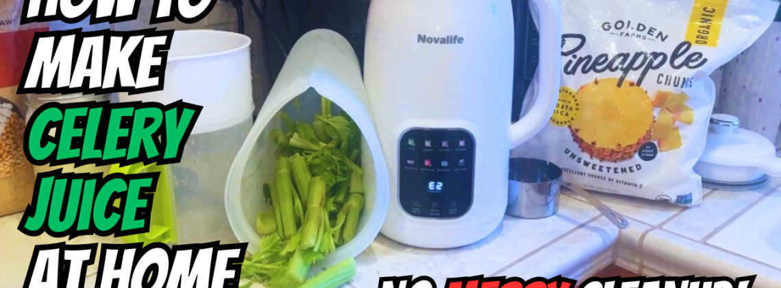Photo example of How to make celery juice at home no juicer blender.