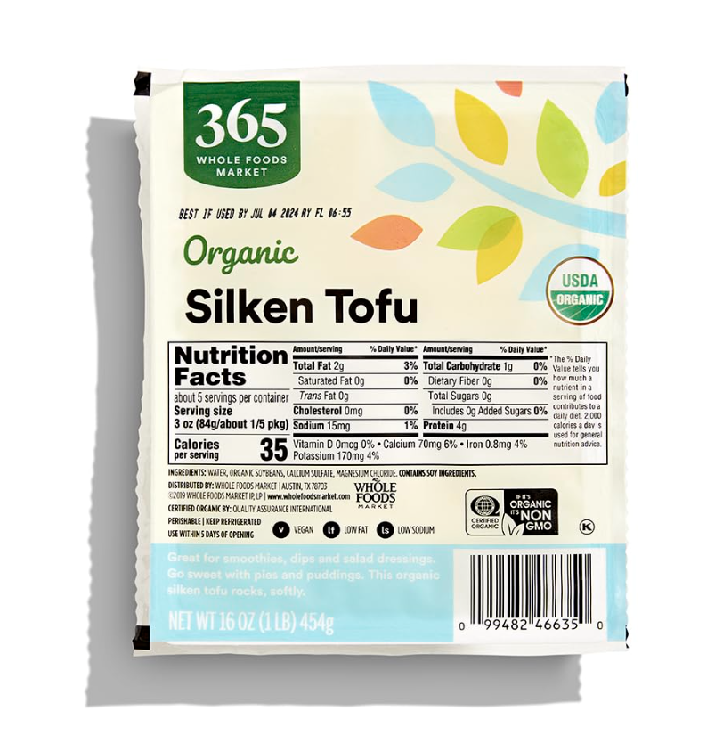 Photo example of Organic Silken Tofu from Whole Foods Market.