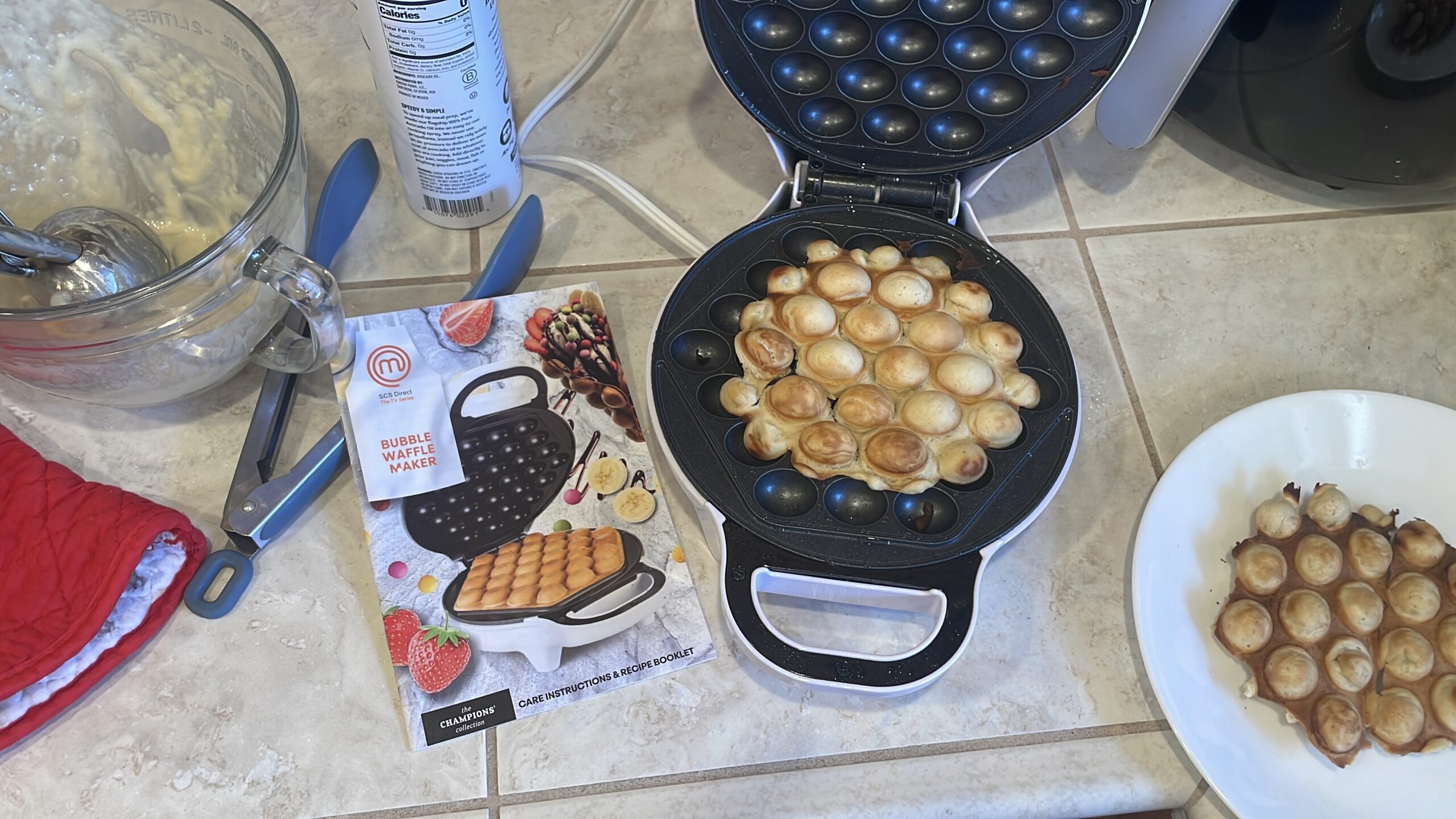Photo example of How to Make Vegan Bubble Waffles Masterchef bubble waffle maker machine