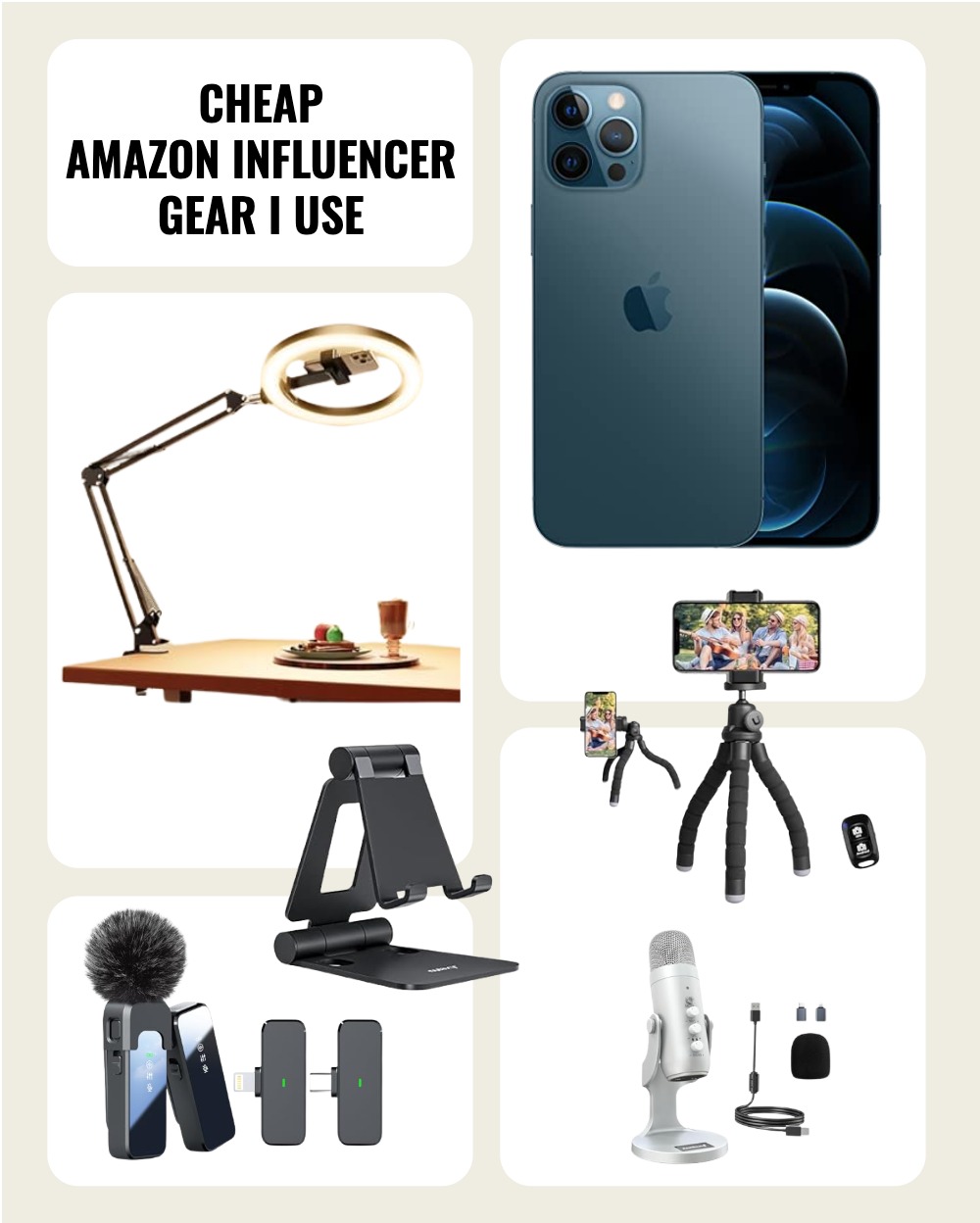 Photo example of Cheap Amazon Influencer Gear I Use Full Set Up.