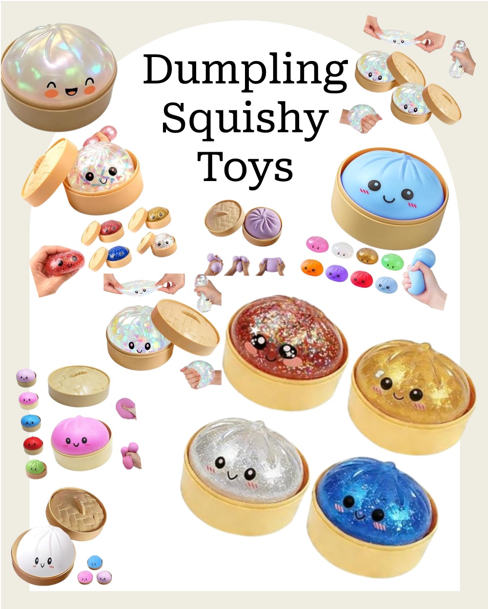 Photo example of Dumpling Squishy Toy Glitter on Amazon.