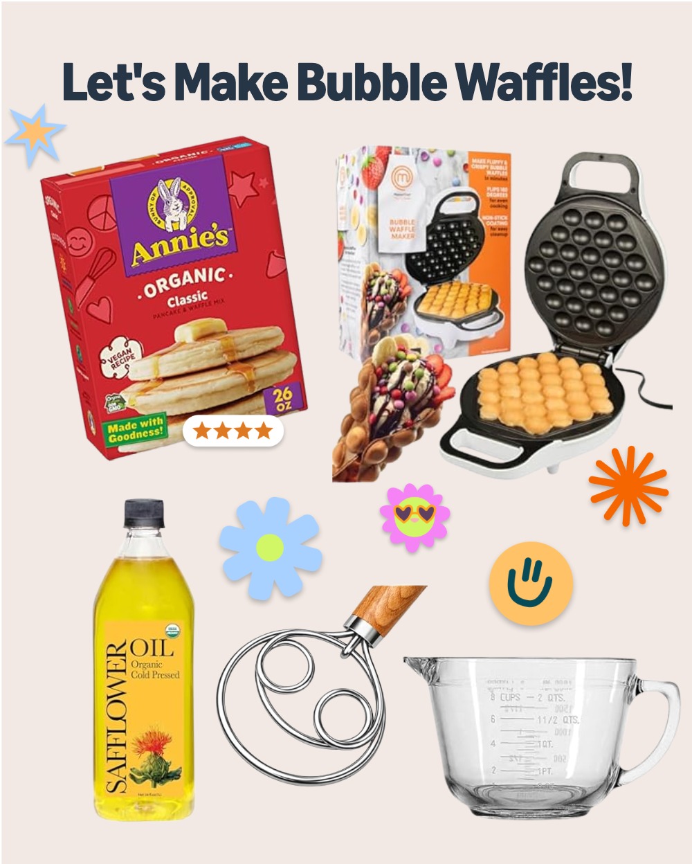 Photo example of Homemade Bubble Waffles Kit on Amazon.