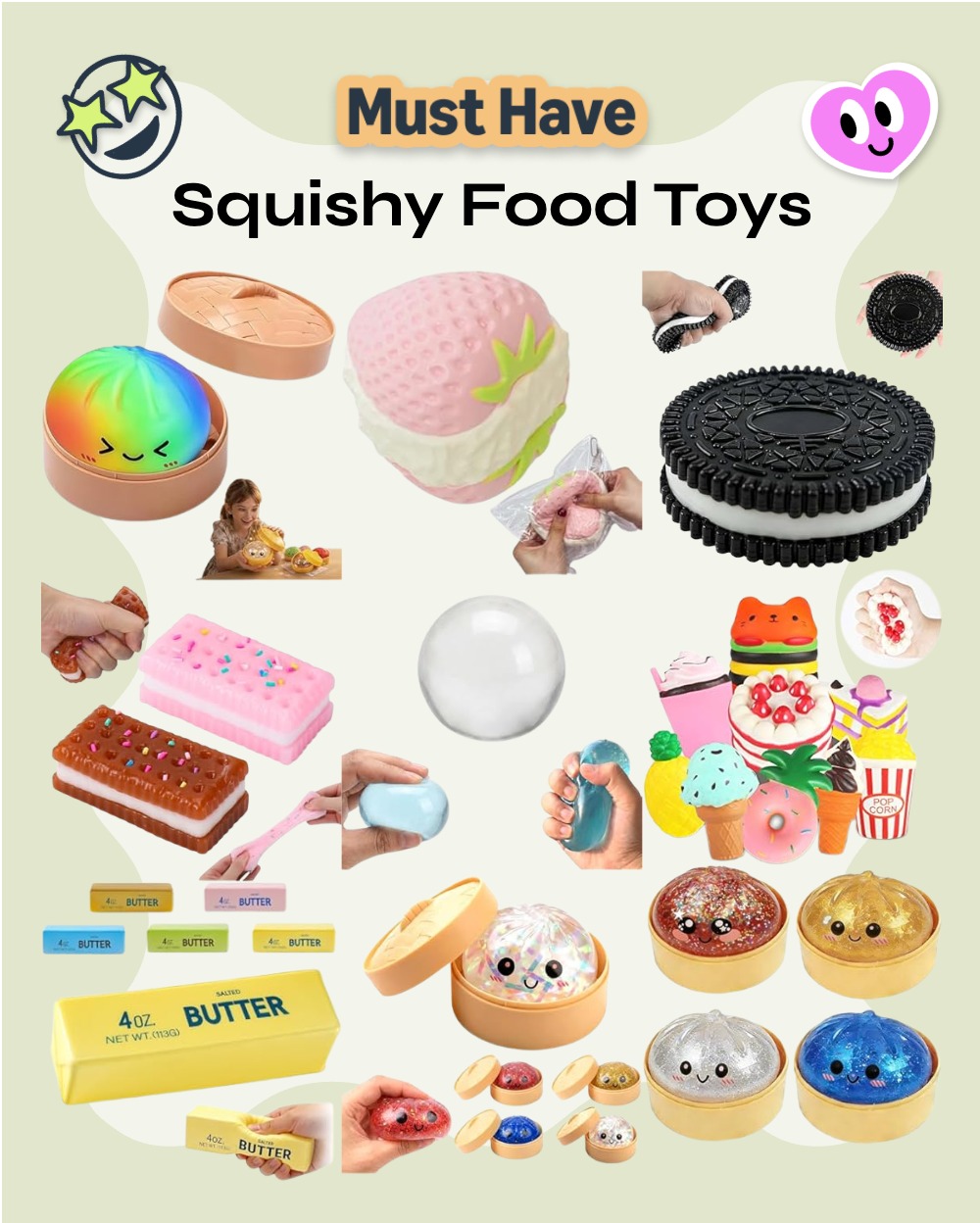 Photo example of NeeDoh Alternative Squishy Food Toys on Amazon.