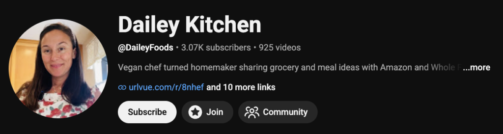 Photo example of Dailey Kitchen YouTube channel.