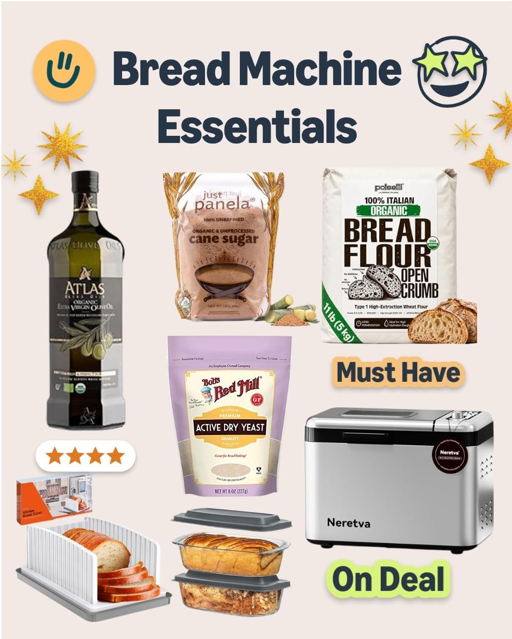 Photo example of bread machine essentials on Amazon.