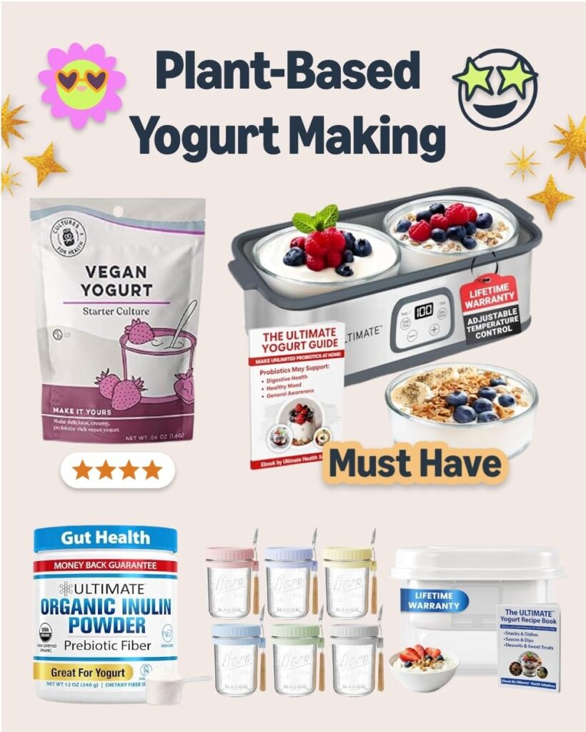 photo example of plant based yogurt making at home tools on Amazon.